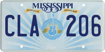 MS license plate CLA206
