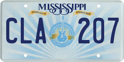 MS license plate CLA207