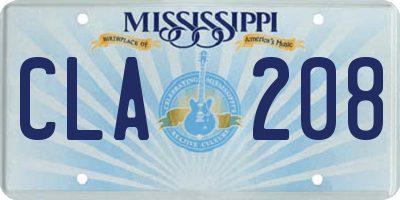 MS license plate CLA208