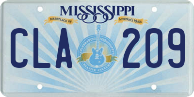 MS license plate CLA209