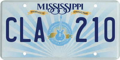 MS license plate CLA210