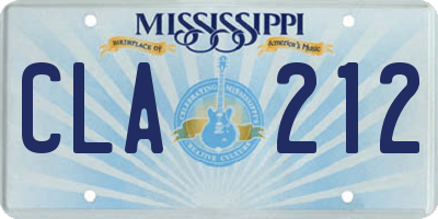 MS license plate CLA212
