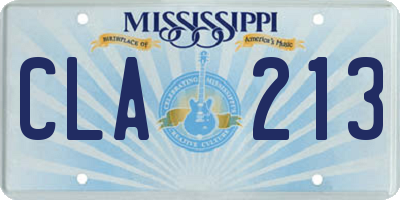 MS license plate CLA213