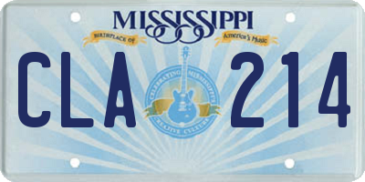 MS license plate CLA214