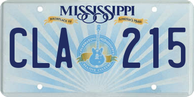 MS license plate CLA215