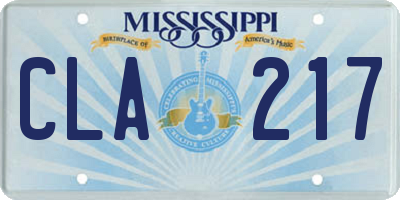 MS license plate CLA217