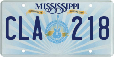 MS license plate CLA218