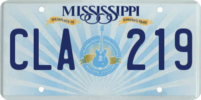MS license plate CLA219