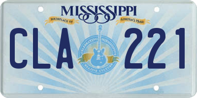 MS license plate CLA221