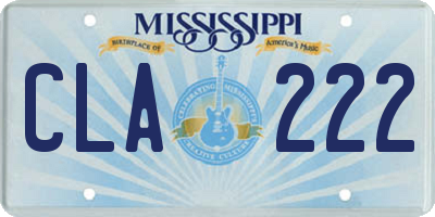 MS license plate CLA222