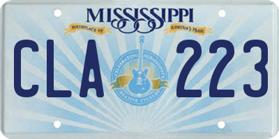 MS license plate CLA223