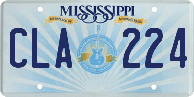 MS license plate CLA224