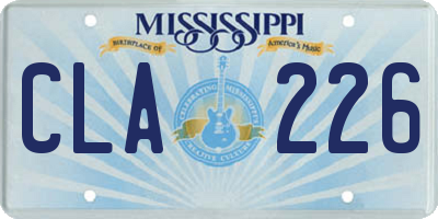 MS license plate CLA226
