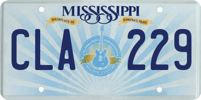 MS license plate CLA229