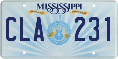 MS license plate CLA231