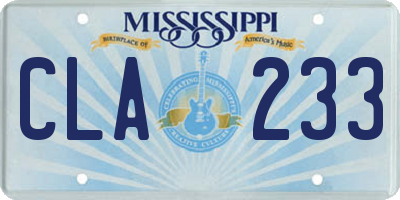 MS license plate CLA233