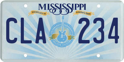 MS license plate CLA234