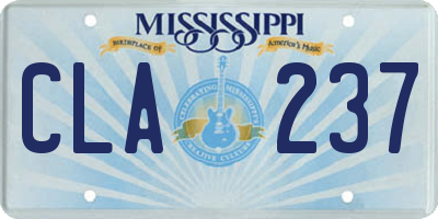 MS license plate CLA237