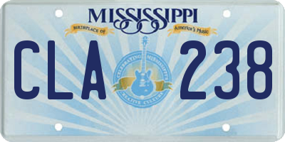 MS license plate CLA238