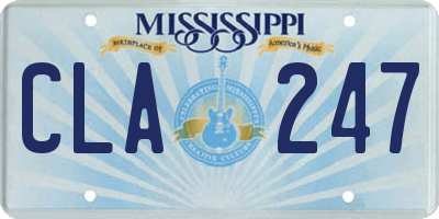 MS license plate CLA247
