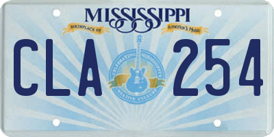 MS license plate CLA254