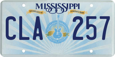 MS license plate CLA257