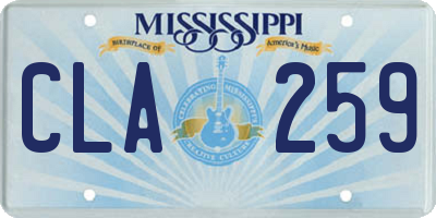 MS license plate CLA259