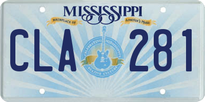 MS license plate CLA281