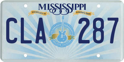MS license plate CLA287