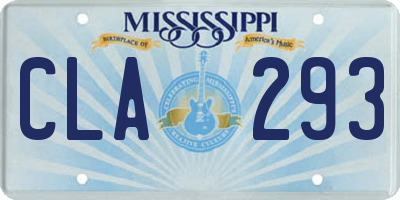 MS license plate CLA293