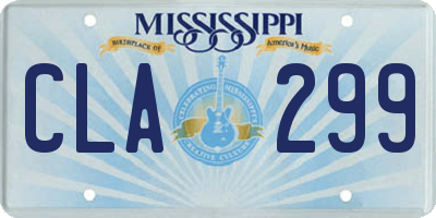MS license plate CLA299