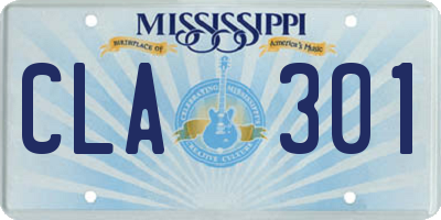 MS license plate CLA301