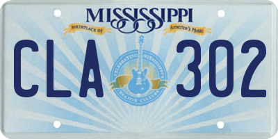 MS license plate CLA302