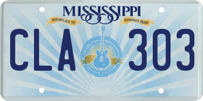 MS license plate CLA303