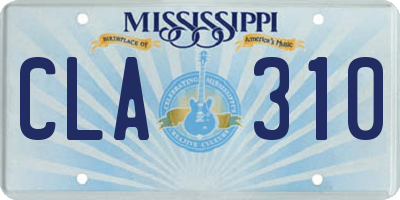 MS license plate CLA310