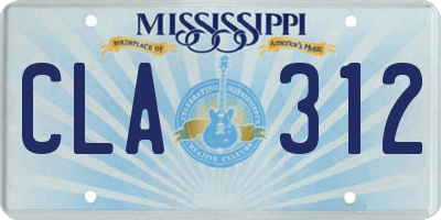 MS license plate CLA312
