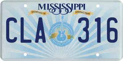 MS license plate CLA316