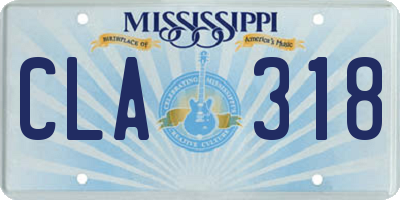 MS license plate CLA318