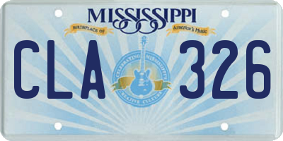 MS license plate CLA326