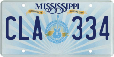 MS license plate CLA334