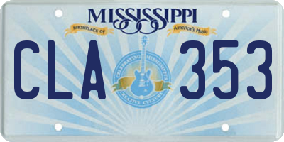 MS license plate CLA353