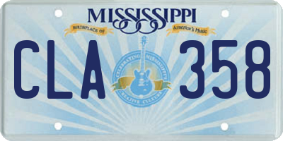 MS license plate CLA358