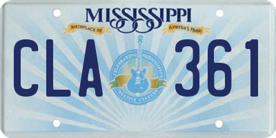 MS license plate CLA361
