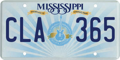 MS license plate CLA365