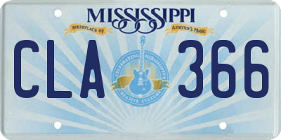 MS license plate CLA366