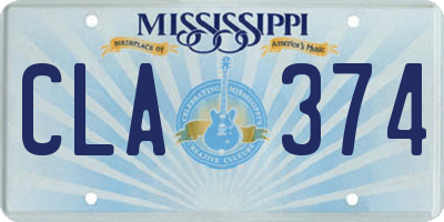 MS license plate CLA374