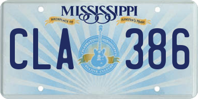 MS license plate CLA386