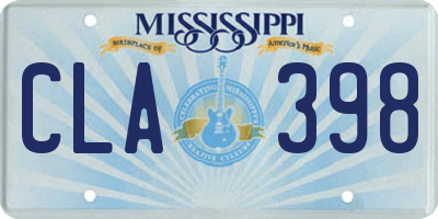 MS license plate CLA398