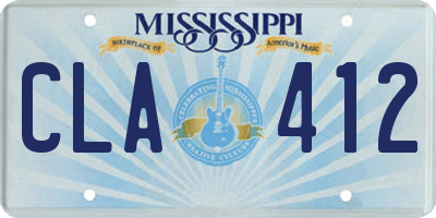 MS license plate CLA412