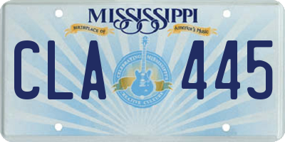 MS license plate CLA445